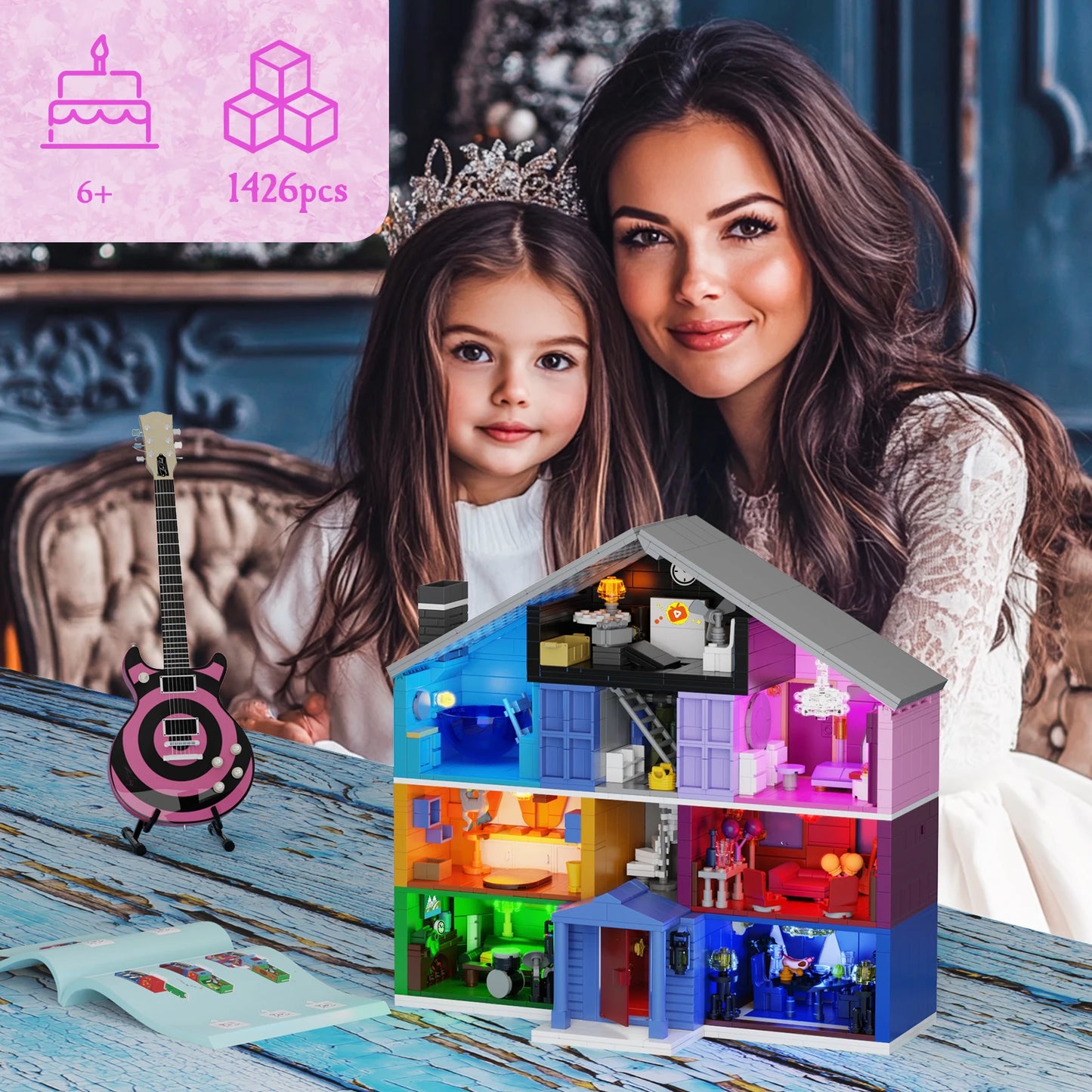 Valentine House Building Block Set Christmas Day Valentine's Day Gift for Women and Friend(1426 PCS)