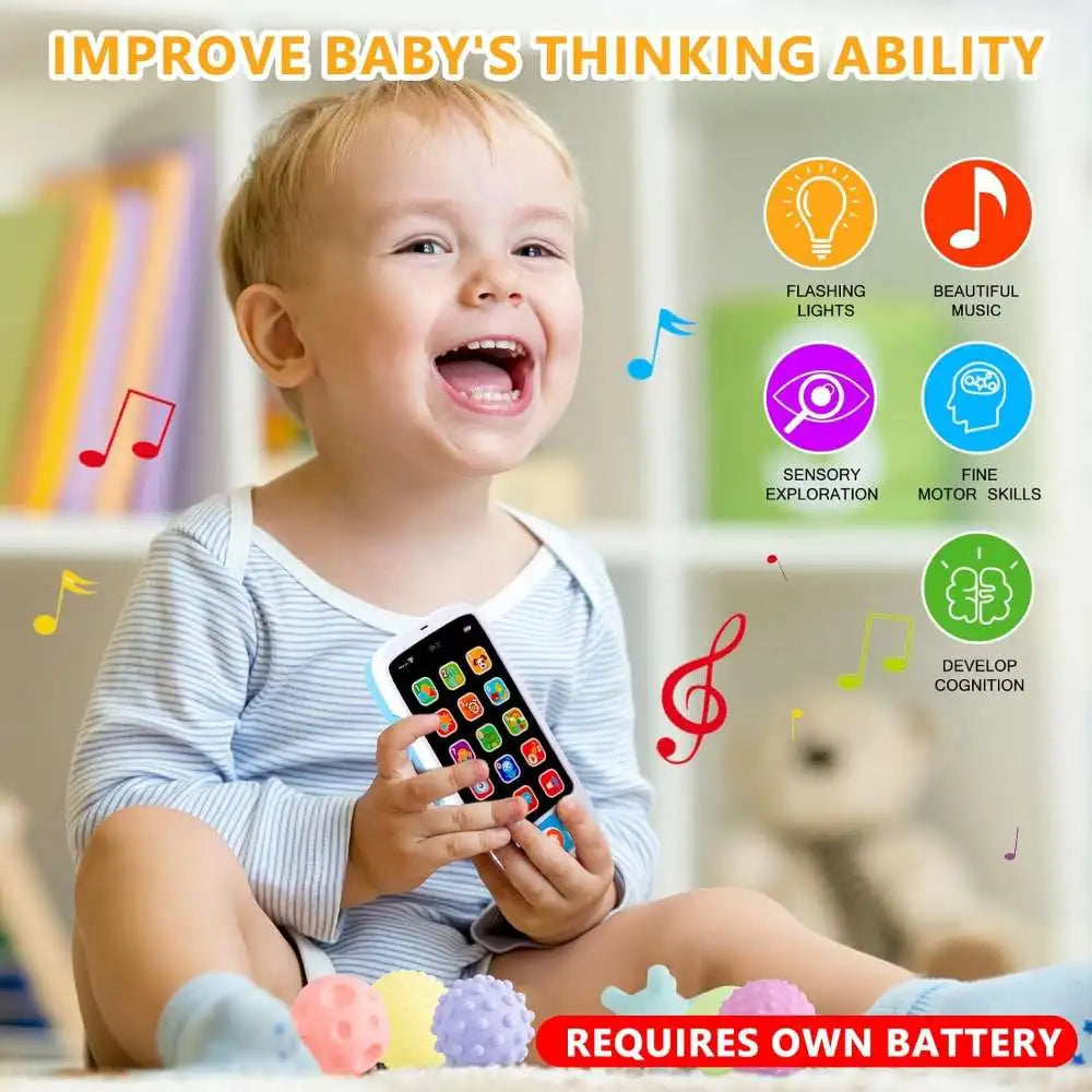 Montessori Baby Toys for 6-36 Months - Pull String Teether, Analog Cell Phone, Sensory Shapes Simulation Remote Control