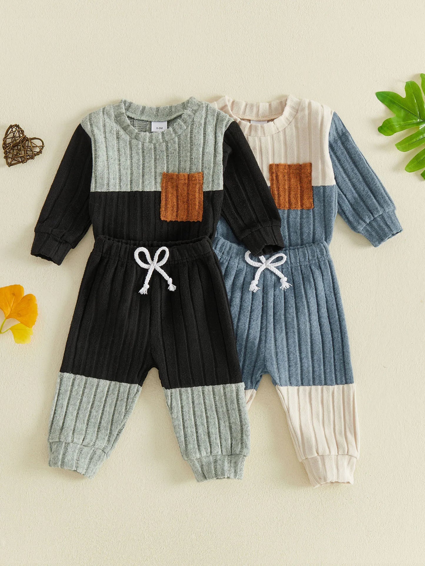 Sleeve Jumpsuit Boys Pants Set Contrast Fall Pants Boys Fall Color Long Sleeve High Quality Sleeve Jumpsuit  Boys