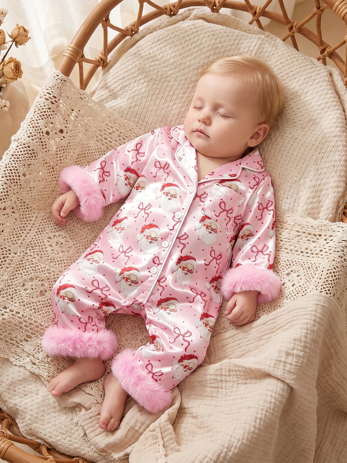 Girls Sleeve Button Print Long Sleeve Pajamas Girls Christmas Pajamas Baby Girls Christmas Girls Christmas
