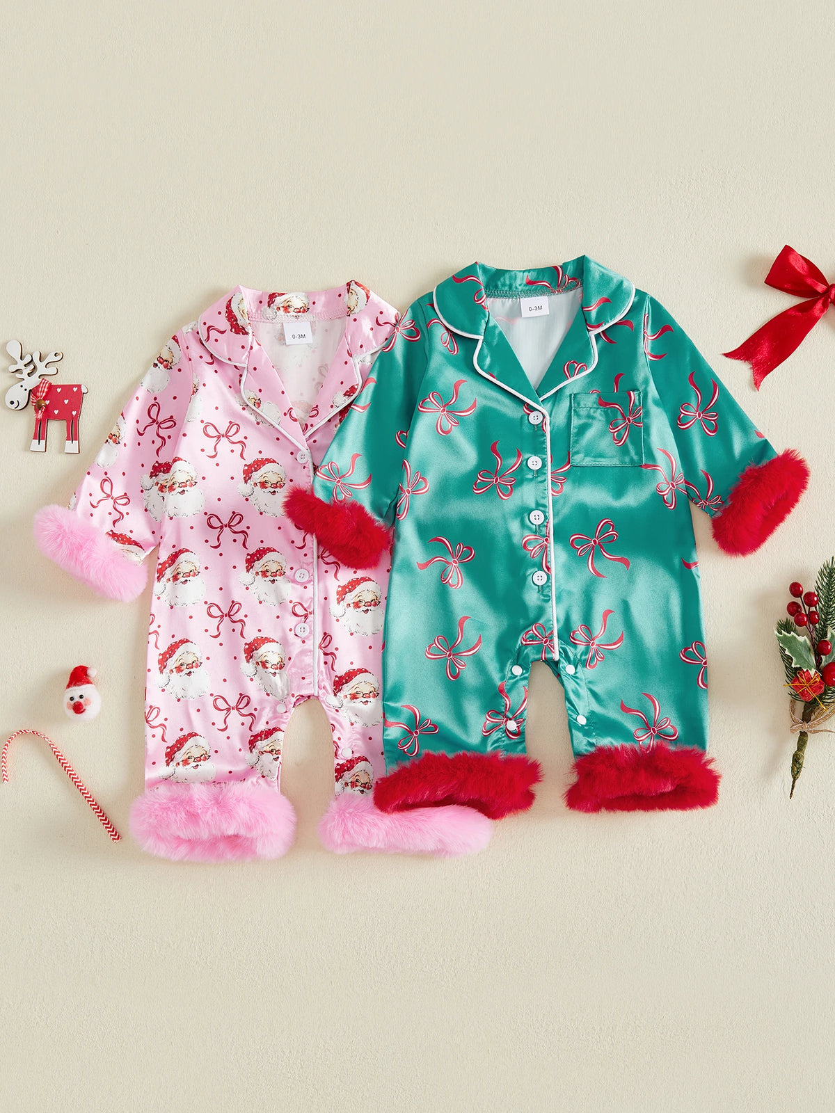 Girls Sleeve Button Print Long Sleeve Pajamas Girls Christmas Pajamas Baby Girls Christmas Girls Christmas
