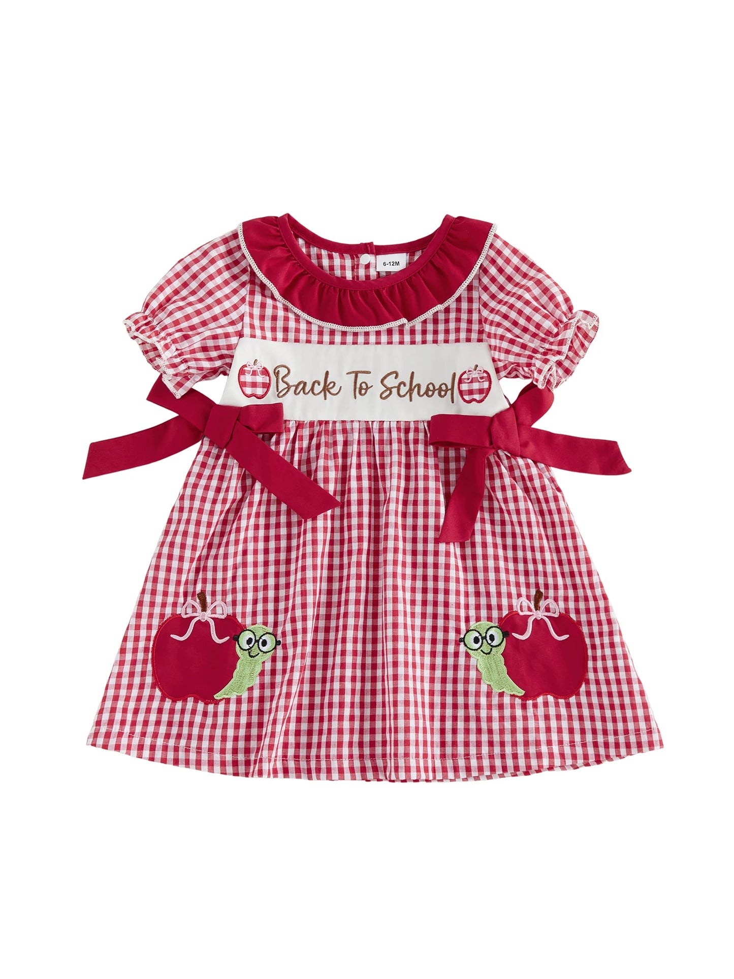 Short Clothes Embroidery Cute Bow Girls Back Girls Back To Cute Bow Short School Toddler-Summer Kids Girls Back