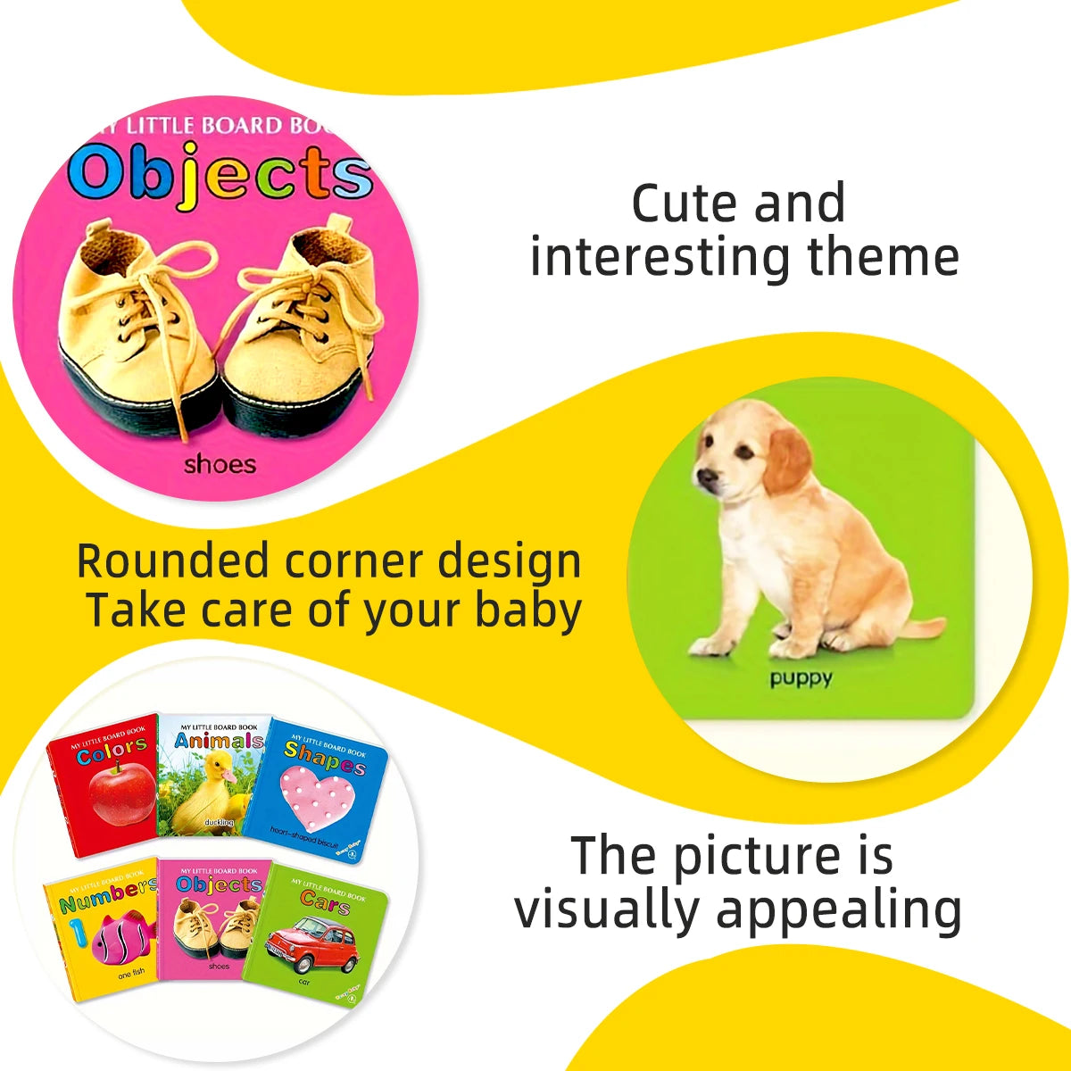 Set of 6 Educational Board Books — Vivid Colors, Interactive Sensory Toys, Educational & Early Learning Gift