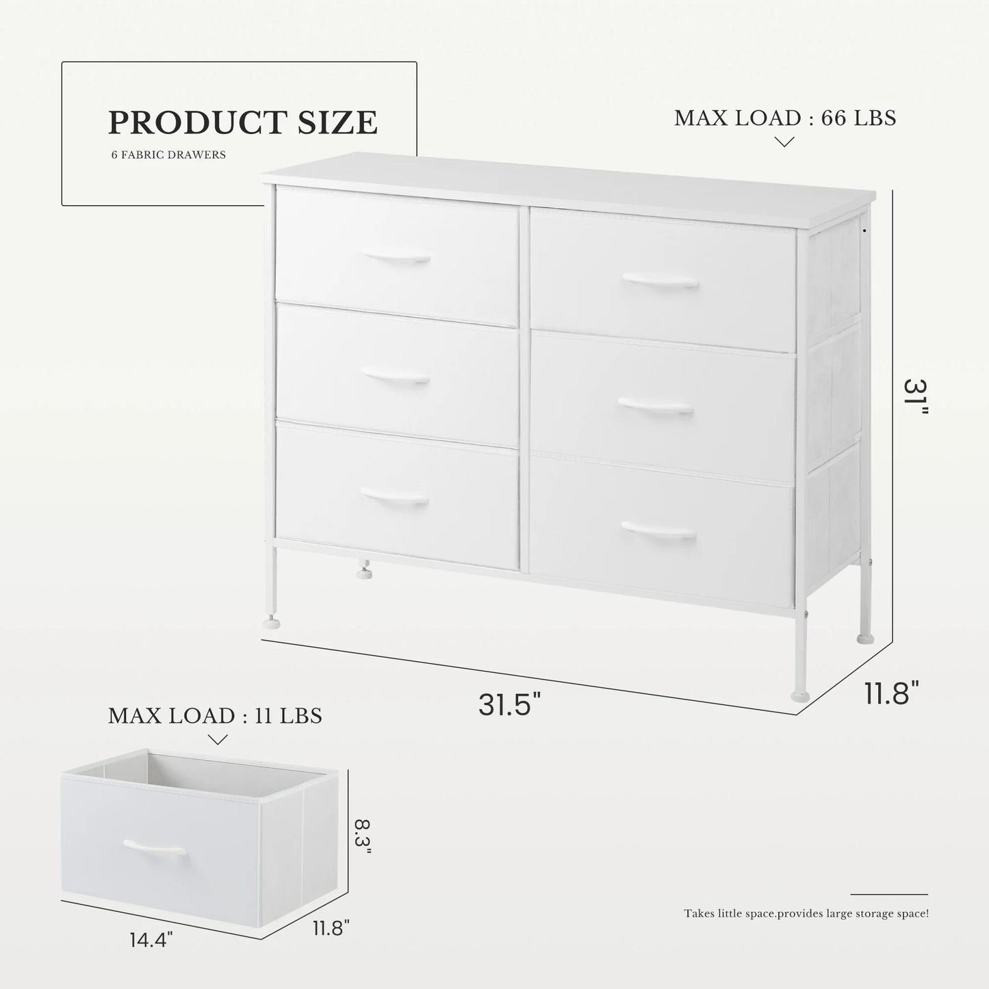 6 Drawers Fabric Cabinet Beside Nightstand Dresser Tables Storage Closet Chest Clothes Display Of Furniture