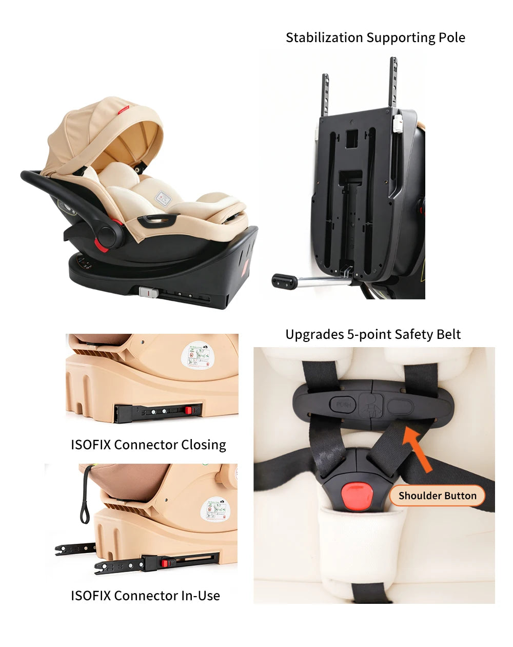 Baby Stroller and Car Seat,Baby Travel System with Isofix Base,Baby Carriage Up to 55lbs, 3in1 Reversible Foldable Standard Stroller