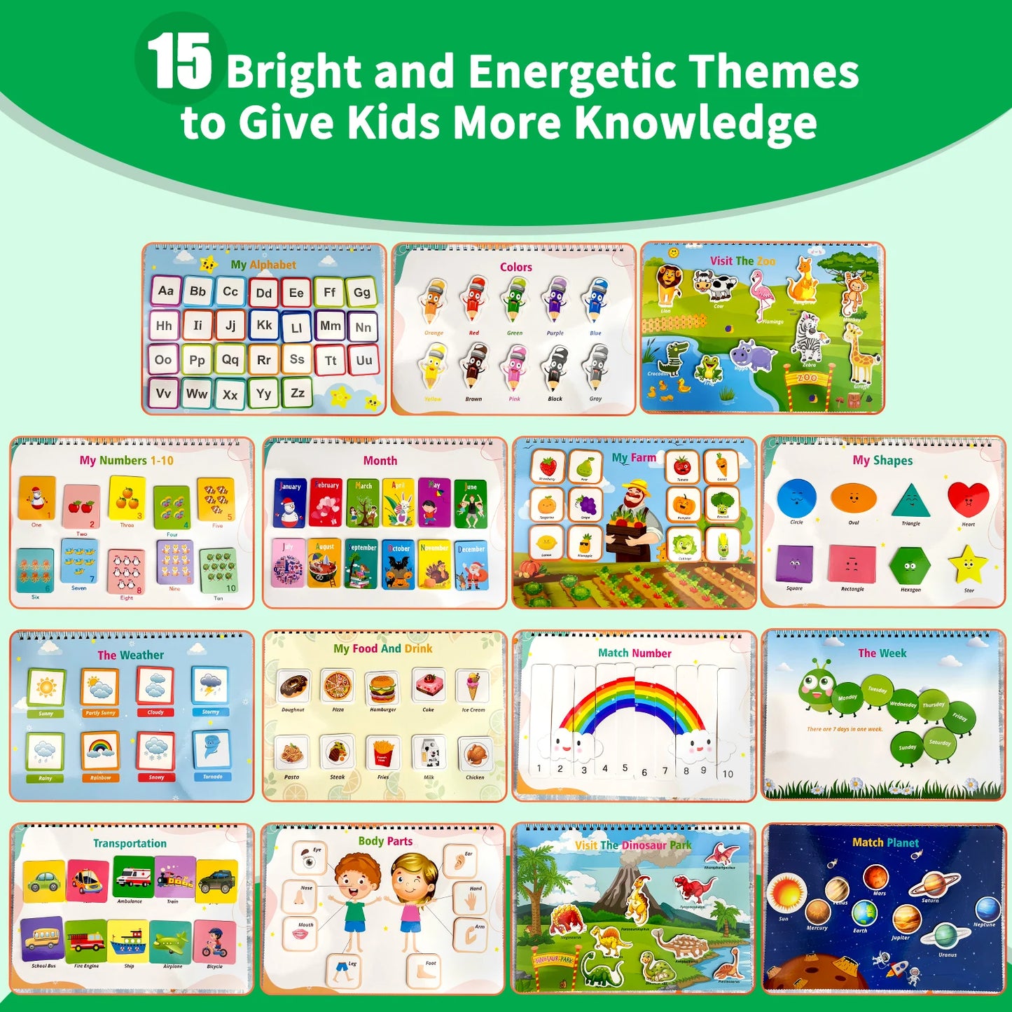 Busy Book for Toddlers 3-6, 30 Themed 4-in-1 Activity Binder (159 Pcs),Toys - Preschool Learning Gifts for Boys & Girls ＆Kids