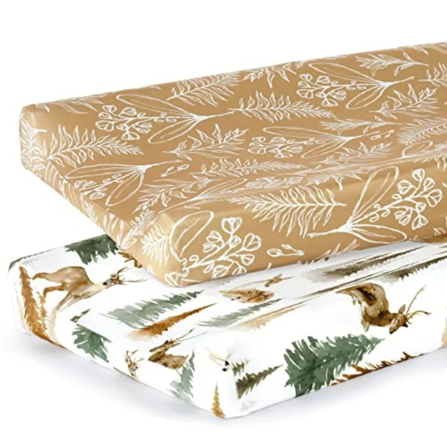 Stretch Ultra Soft Jersey Knit Changing Pad Cover Set 2 Pack, Change Table Pad Covers Fit 32"/34" x 16" Pads Safe and Snug, Uni