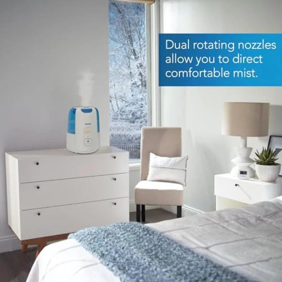 Dual Comfort Cool + Warm Mist Humidifier for Bedrooms With Fusion Technology, Compatible with VapoPads and VapoSteam, White
