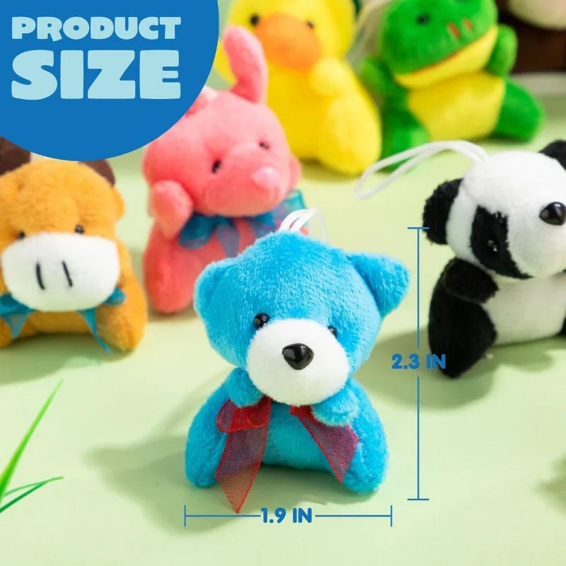 72 Pack Mini Animal Plush Toy Assortment (72 Units 3" Each) Bulk Stuffed Animals Party Favors Small Animals Plush Keychain