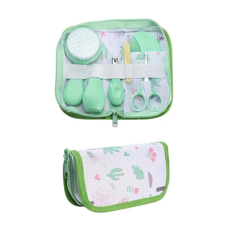 6pcs/set Care Kit with Bag - Portable Travel Set with Bath Brush, Nail Clipper, Nail File, Scissors, Nasal Aspirator - Ideal Gift for New Parents, Kids Grooming Kit