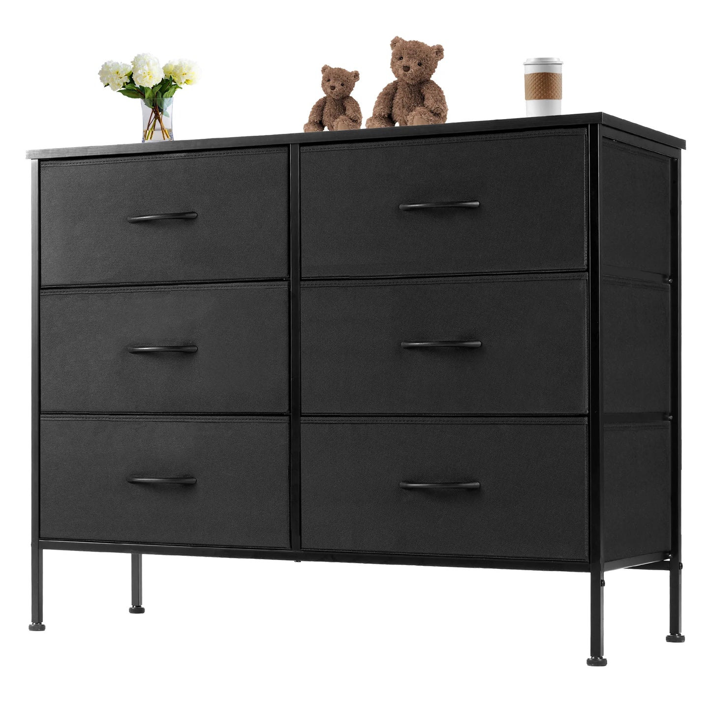 6 Drawers Fabric Cabinet Beside Nightstand Dresser Tables Storage Closet Chest Clothes Display Of Furniture