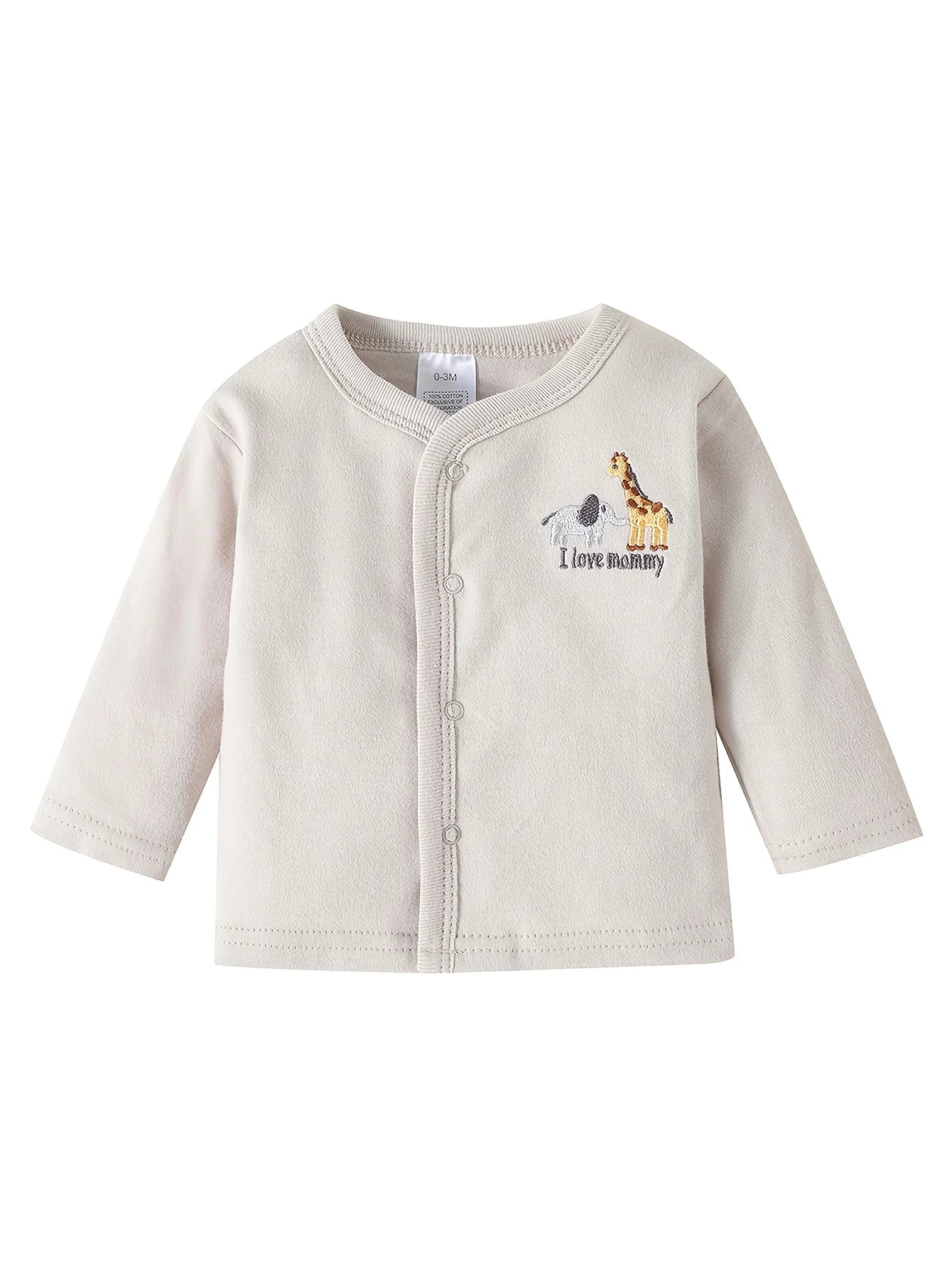 Soft Stretchy Rompers with Cute And Prints (Elephant, Giraffe, "I Love Mom" Lettering) Incl. Long Romper, Hat, Bib, Socks, Pants, Jacket, Top And Bodysuit, for Outdoor