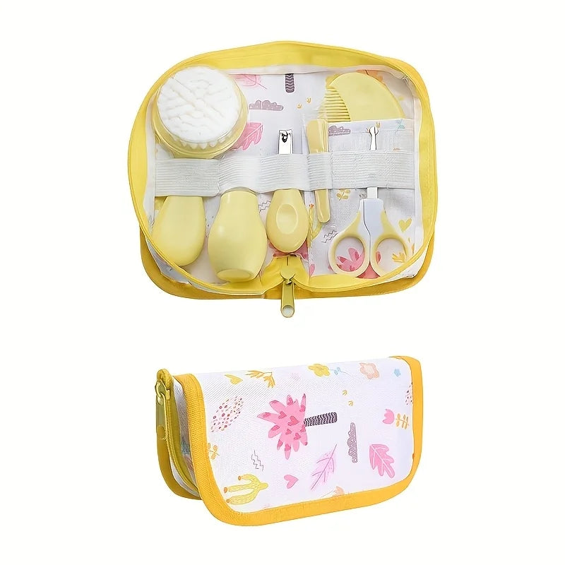 6pcs/set Care Kit with Bag - Portable Travel Set with Bath Brush, Nail Clipper, Nail File, Scissors, Nasal Aspirator - Ideal Gift for New Parents, Kids Grooming Kit