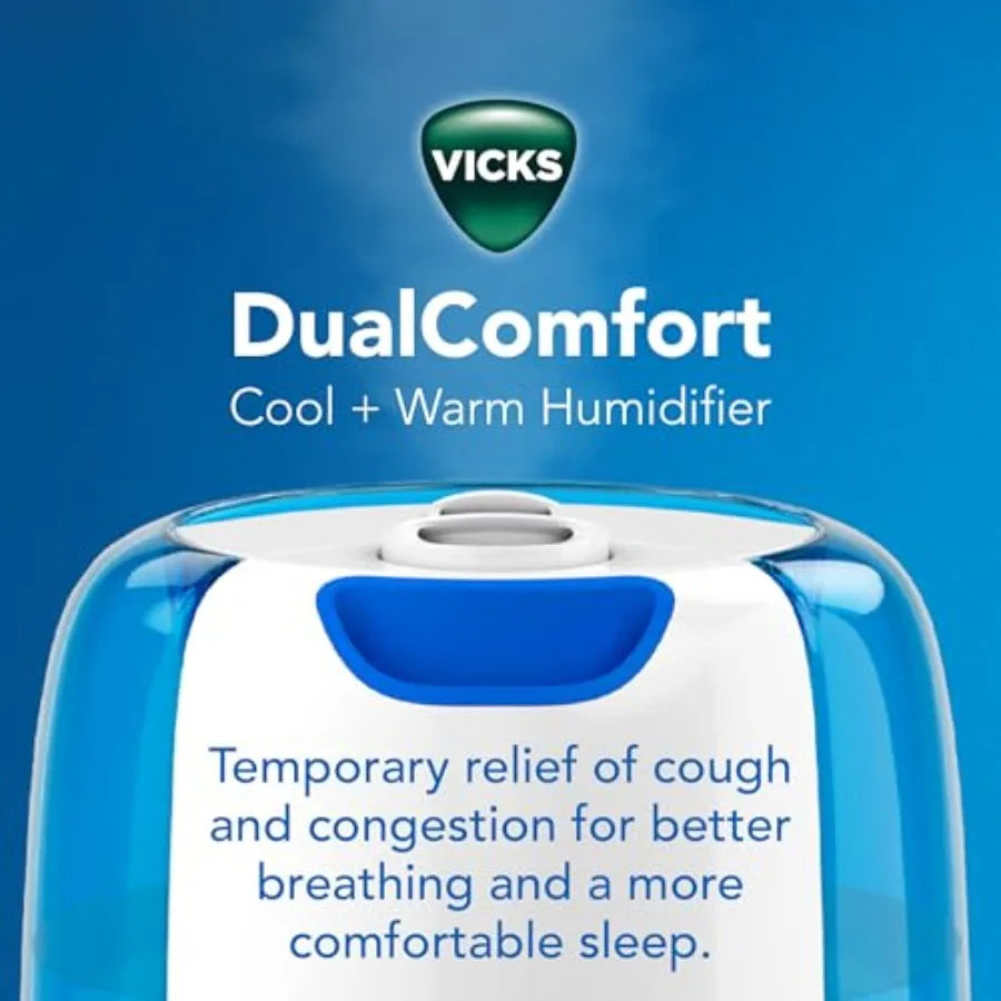 Dual Comfort Cool + Warm Mist Humidifier for Bedrooms With Fusion Technology, Compatible with VapoPads and VapoSteam, White