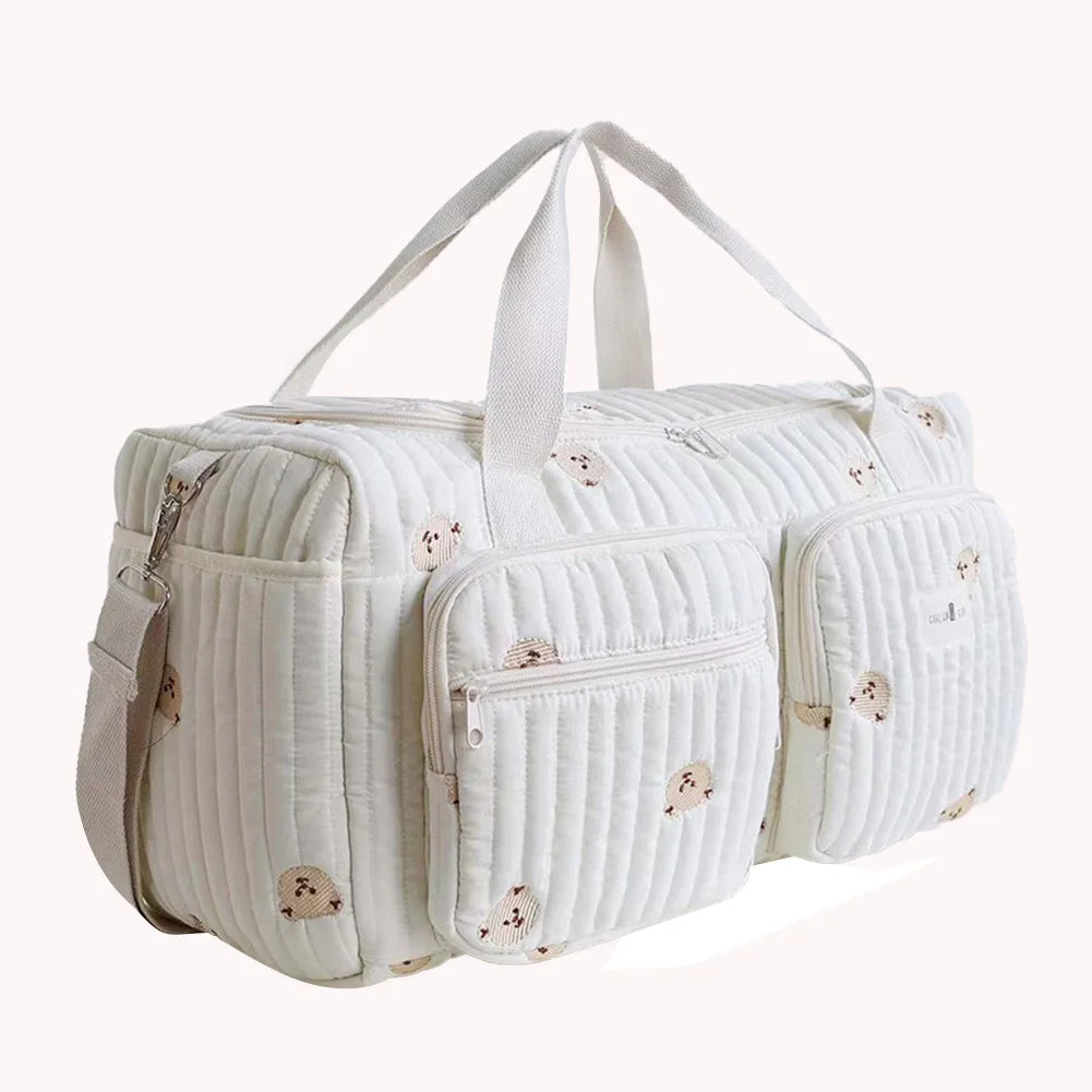 Quilted Baby Diaper Bag Large Capacity Weekender Bag Travel Bag for Hospital and Weekender Travel