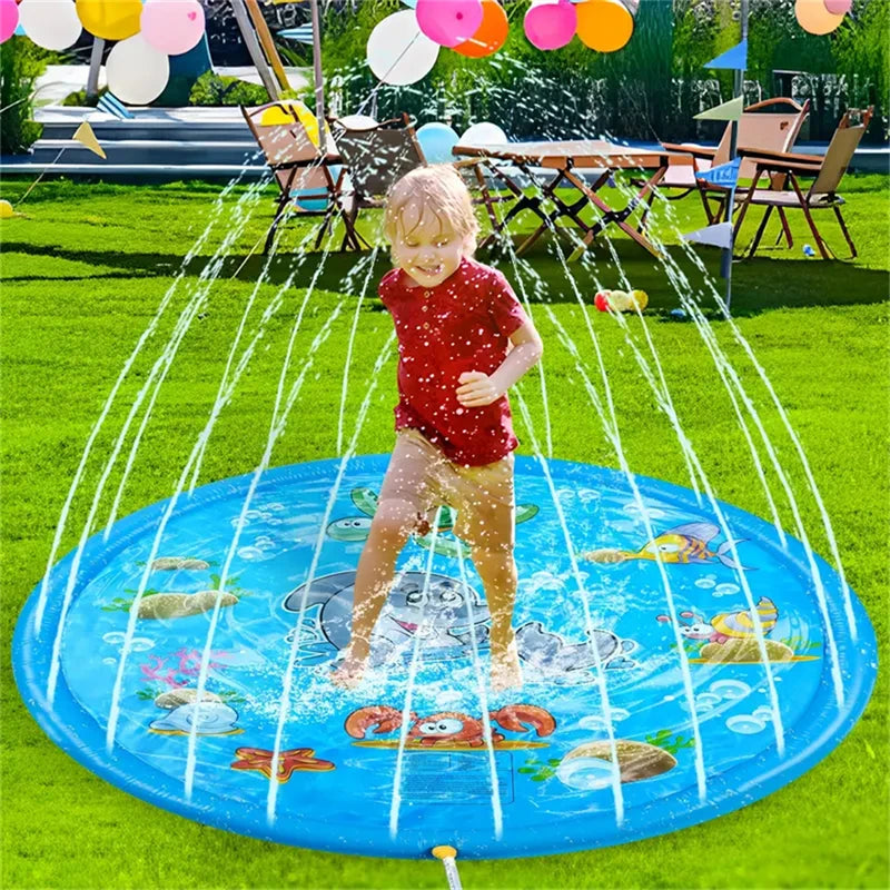 [Blue Dolphin Spray Pad] Durable PVC Blue Dolphin Water Spray Pad | Round Outdoor Splash Play Mat for Youngsters 3+ Fun Marine Animal Design Perfect for Summer Backyard Fun Water Toys