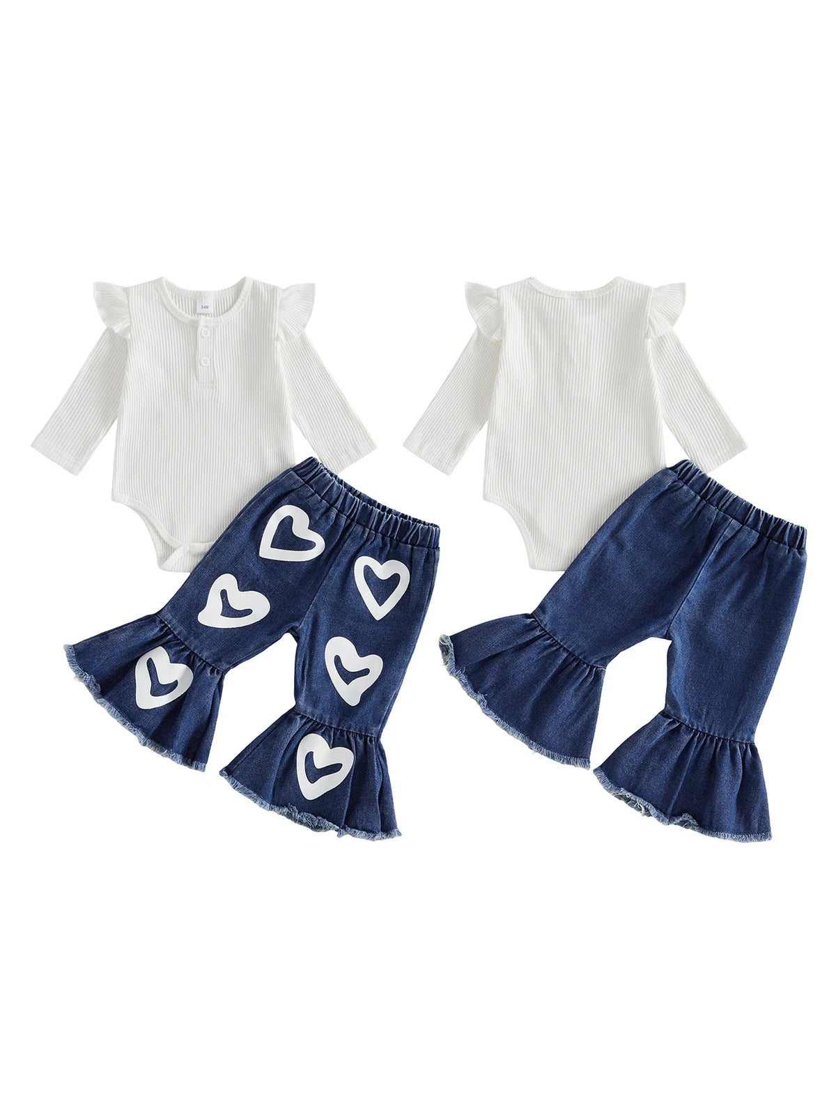 Neck Romper Elastic Elastic Waist Long Girl Fall Outfit Elastic Waist Denim Sleeve Crew Waist Denim Pants Neck Romper Durable