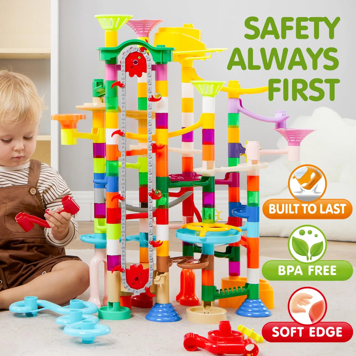 236 Pcs Glowing Marble Run with Motorized Elevator Construction Building Blocks STEM Educational Toys Set for Kid Ages 4-8