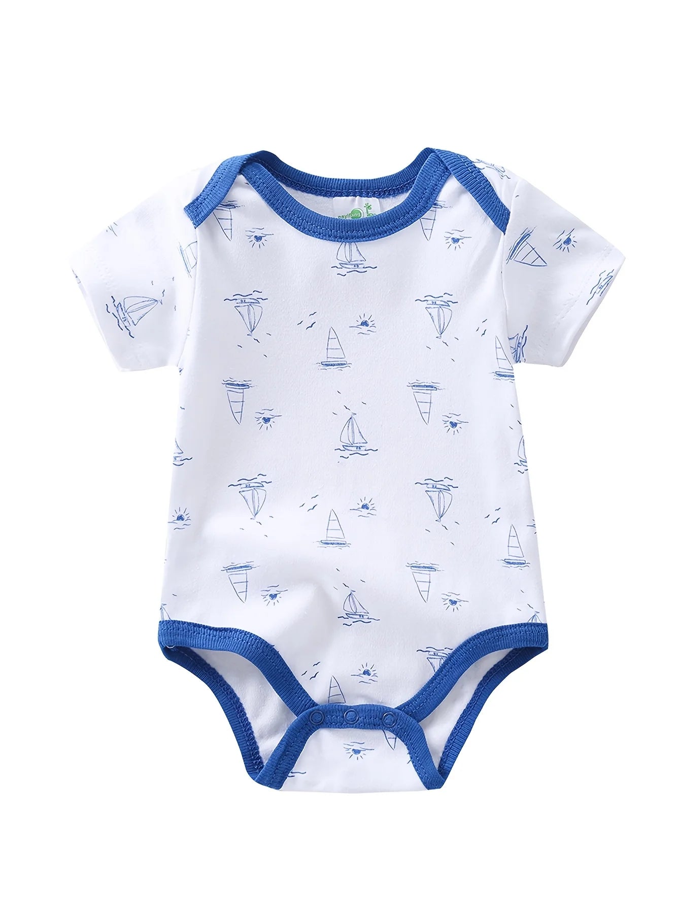 5pcs Baby Boy Triangle Rompers, Creative Baby Bodysuits, Short Crawler Onesies, Short Sleeve Jumpsuits with Sailboat Pattern, Soft Breathable Casual Infant Clothes, Newborn Hospital Essentials,  for Outdoor