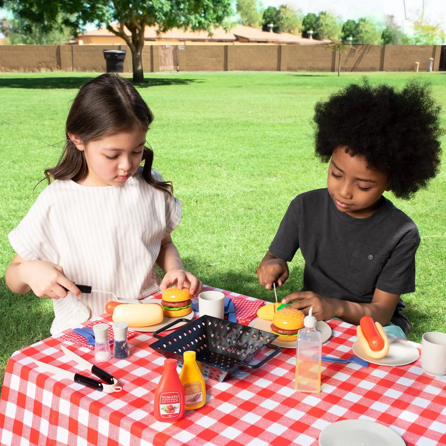 27 Pcs Kids Kitchen Toy Playset BBQ Grill Pretend Play Food Sets, Gift for Toddlers 2 3 4 Years Old Girls Boys