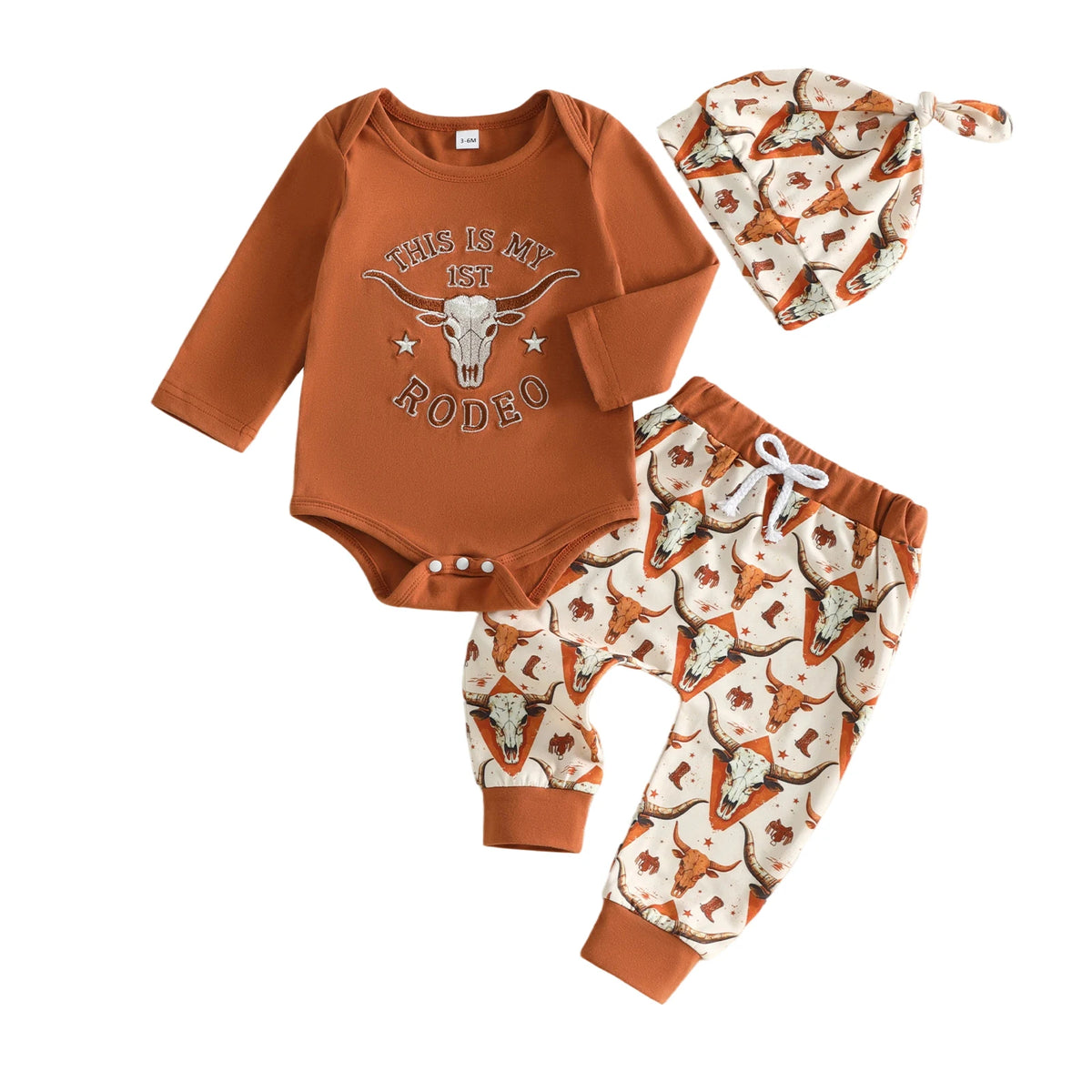 Outfit-Printed-Long Romper Pants Sleeve-Romper-Pants Romper Knot Hat Outfit Printed Long Sleeve Printed High Quality