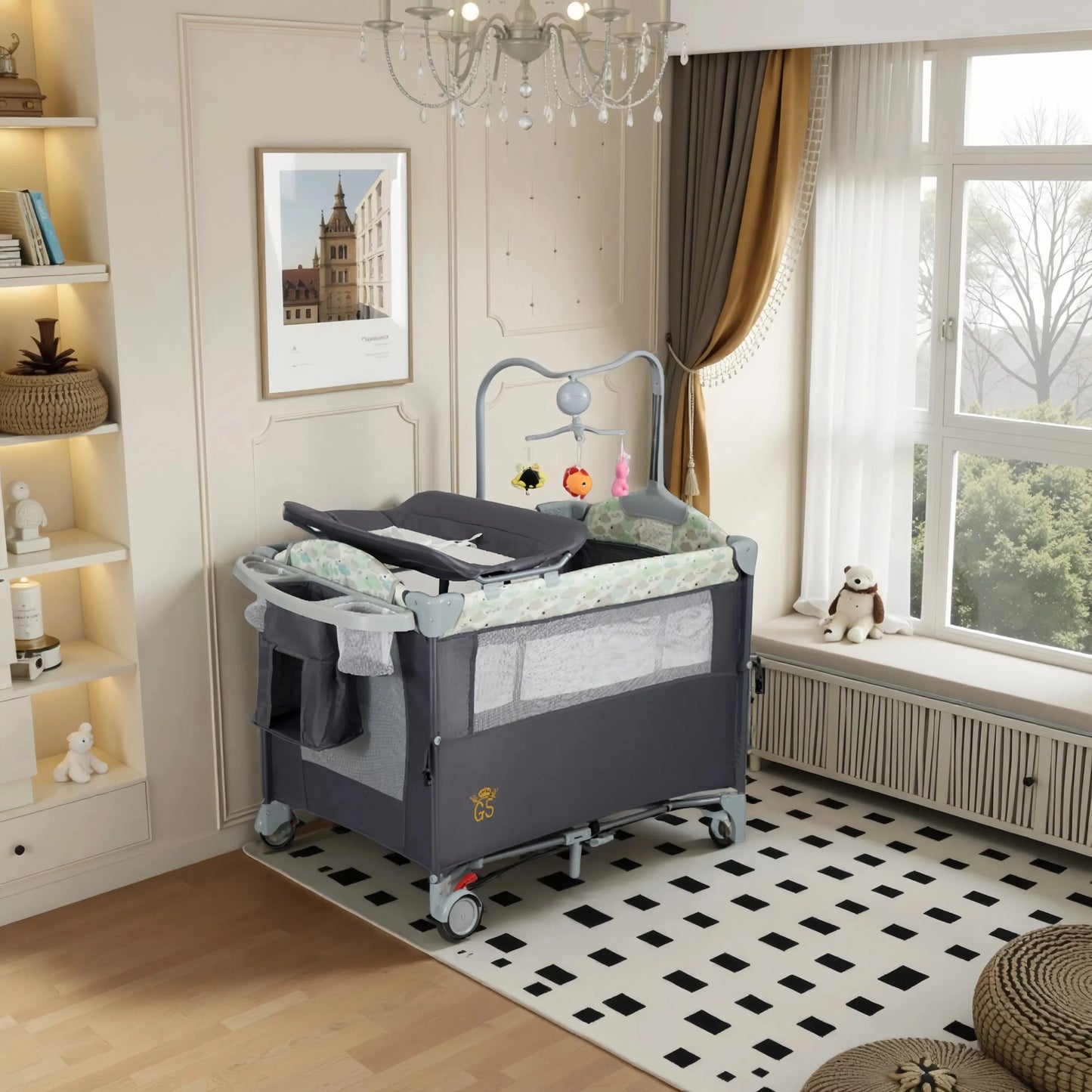 Pack n Play Portable Playard with Bassinet Baby Travel Crib with Changing Table Newborn to Toddler Folding Nursery Bed Playpen