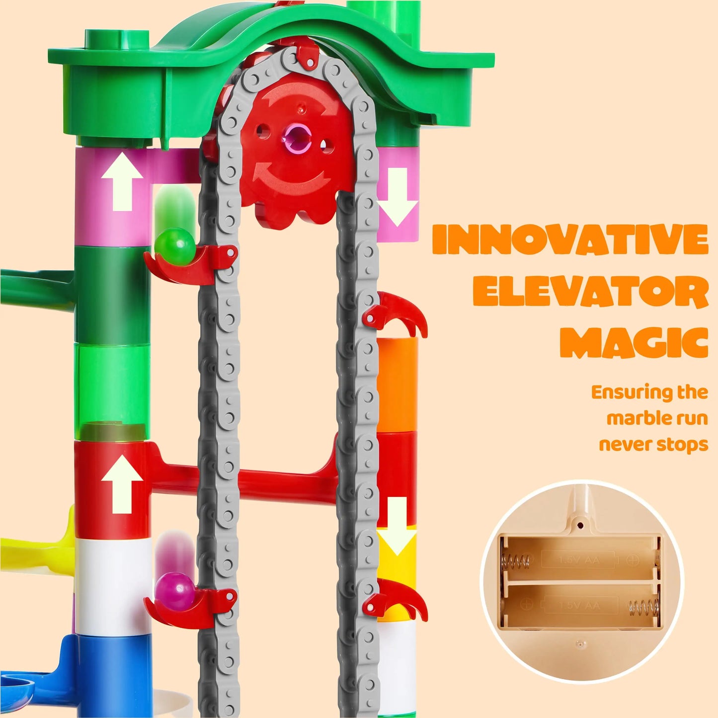 236 Pcs Glowing Marble Run with Motorized Elevator Construction Building Blocks STEM Educational Toys Set for Kid Ages 4-8