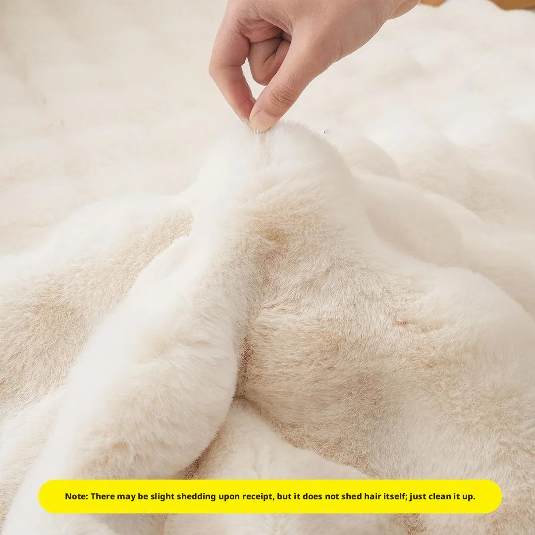 Round Bubble Faux Rabbit Fur Rug Soft Plush Mats Cream Style Bedroom Bedside Carpet Kids Play Floor Mat for Living Room Nursery