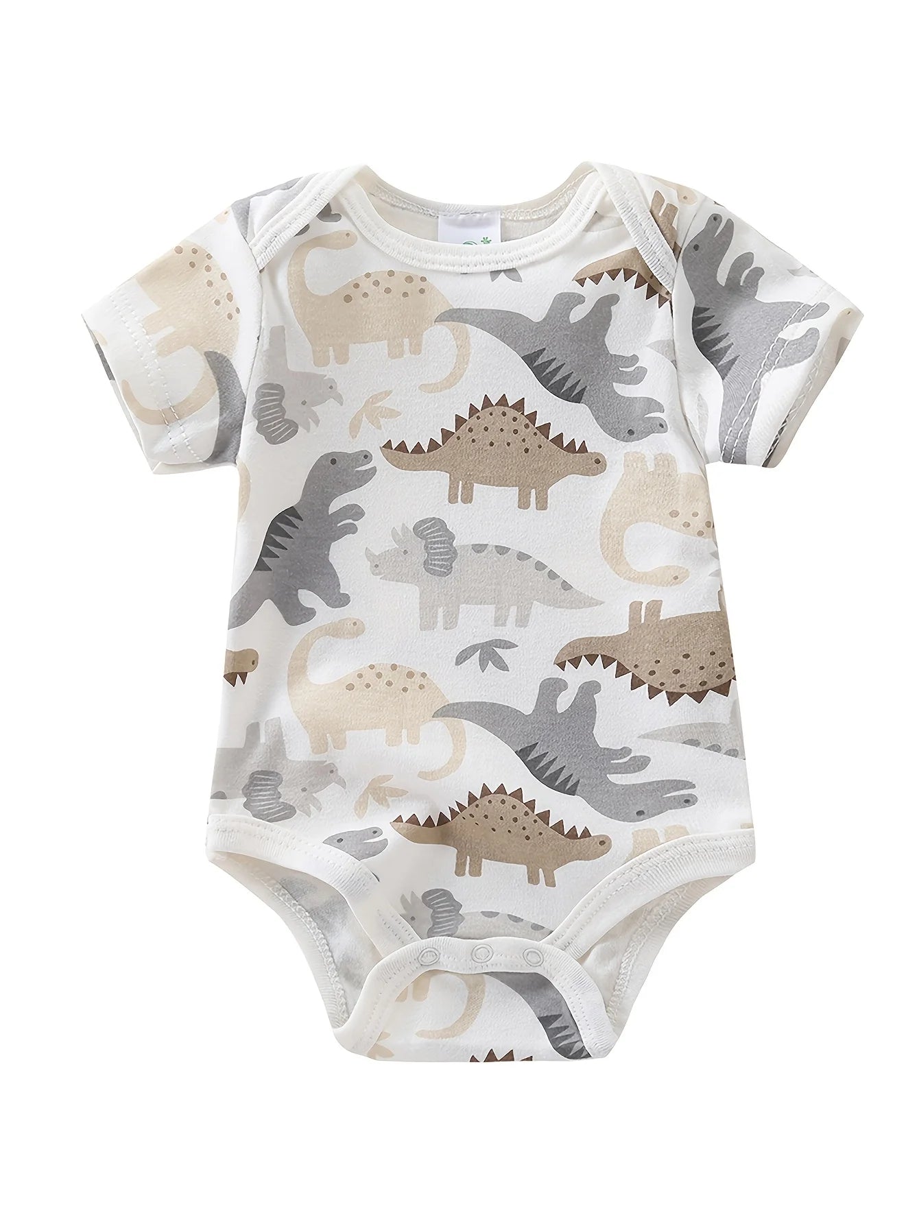 5pcs Newborn Baby Boy Short Sleeve Bodysuits, Cotton Cute Dinosaur Cartoon Rompers, Infant 1pc Jumpsuits, Round Neck Summer Outfits, Hospital Bag Essentials (Boys), Perfect for Outdoor