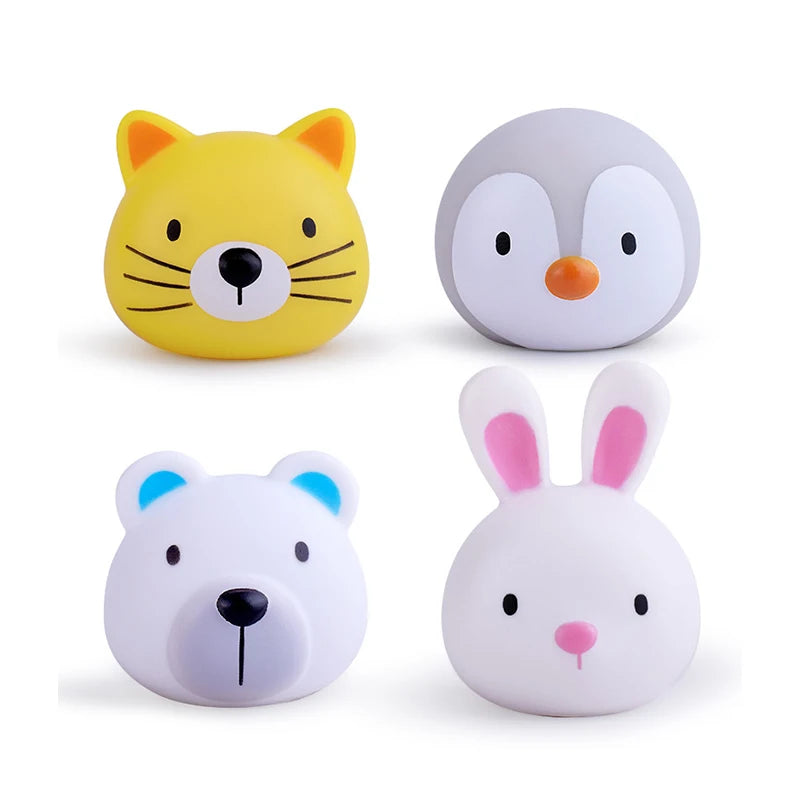 Baby Cute Animals Bath Toy LED Light Up Toys Swimming Water Soft Rubber Float Induction Luminous Duck for Kids Play Funny Gifts
