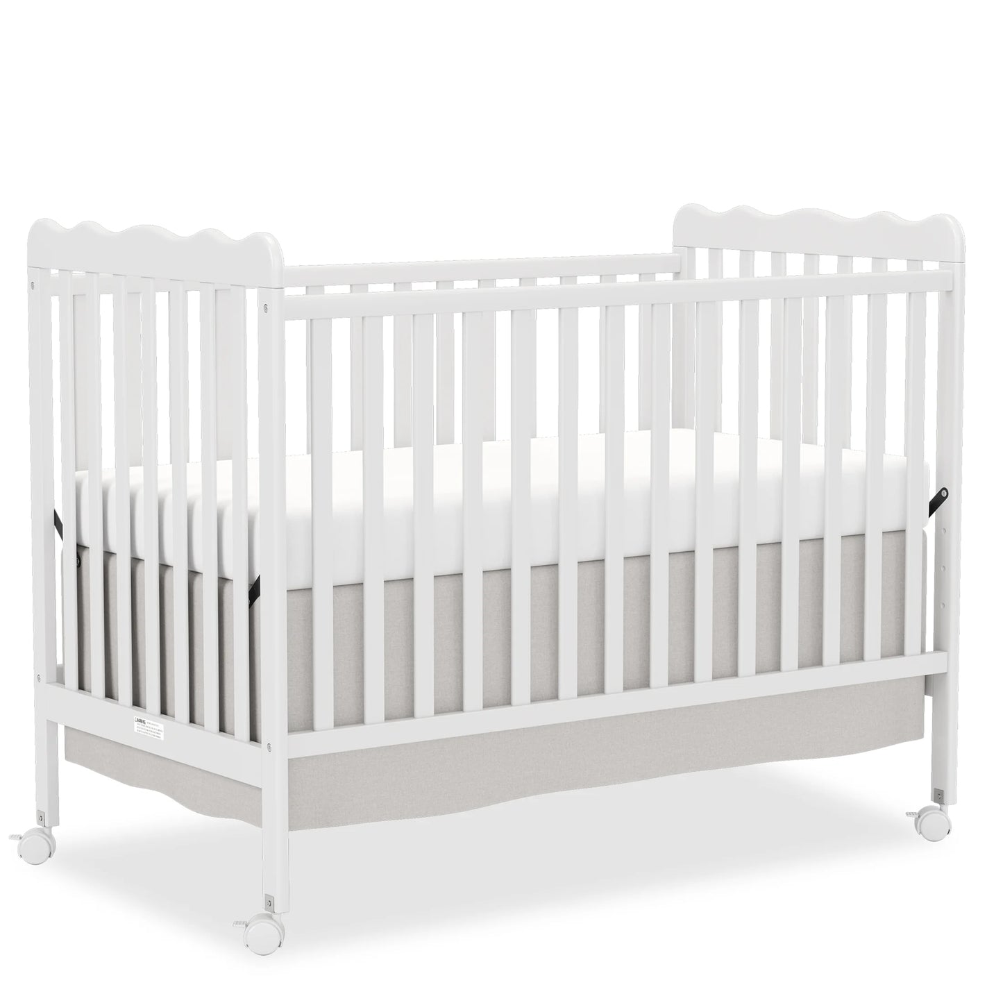 4-in-1 Convertible Wooden Baby Crib, Converts to Toddler Bed & Daybed, 3 Adjustable Mattress Heights, Non-Toxic Finish, Removable Wheels