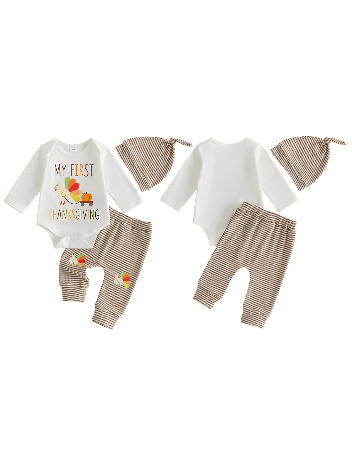 Baby Thanksgiving Outfit Thanksgiving Outfit Letter Baby Boy Thanksgiving Sleeve Stripe Stripe Pants Hat Romper Stripe Pants Top