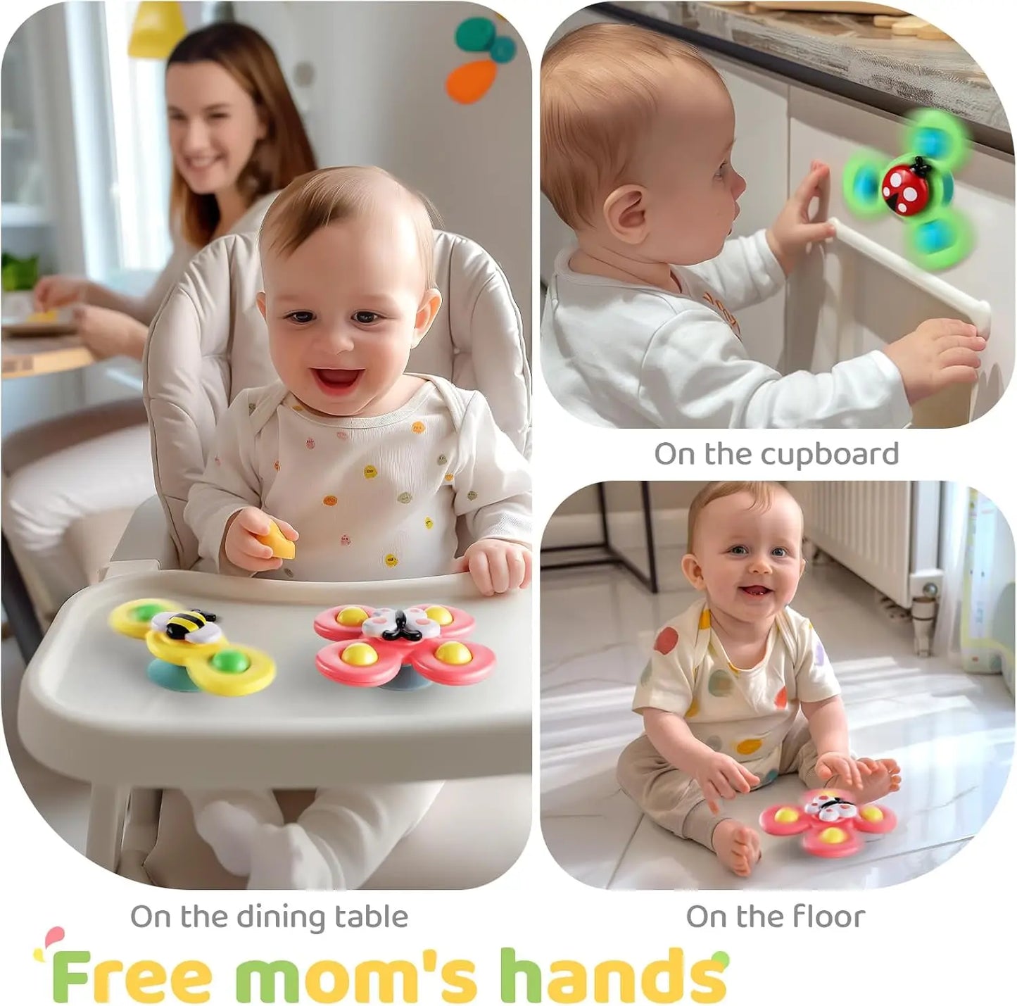 Suction Cup Spinner Toys for 1 Year Old Boy Girl, Spinning Top 12 18 Months, Baby Bath Toy for Kids Ages 1-3, Sensory Travel Toy for Infant Toddlers