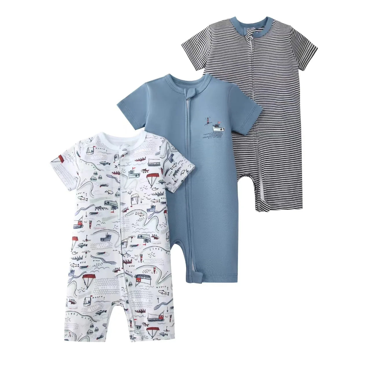 3PCS/Lot Summer Baby Rompers Baby Clothing 100% Cotton Newborn Baby Boy Clothes Infant Jumpsuits Short Sleeve Kids Clothes
