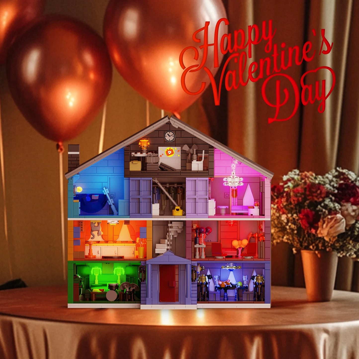 Valentine House Building Block Set Christmas Day Valentine's Day Gift for Women and Friend(1426 PCS)