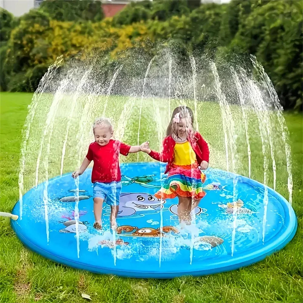 [Blue Dolphin Spray Pad] Durable PVC Blue Dolphin Water Spray Pad | Round Outdoor Splash Play Mat for Youngsters 3+ Fun Marine Animal Design Perfect for Summer Backyard Fun Water Toys