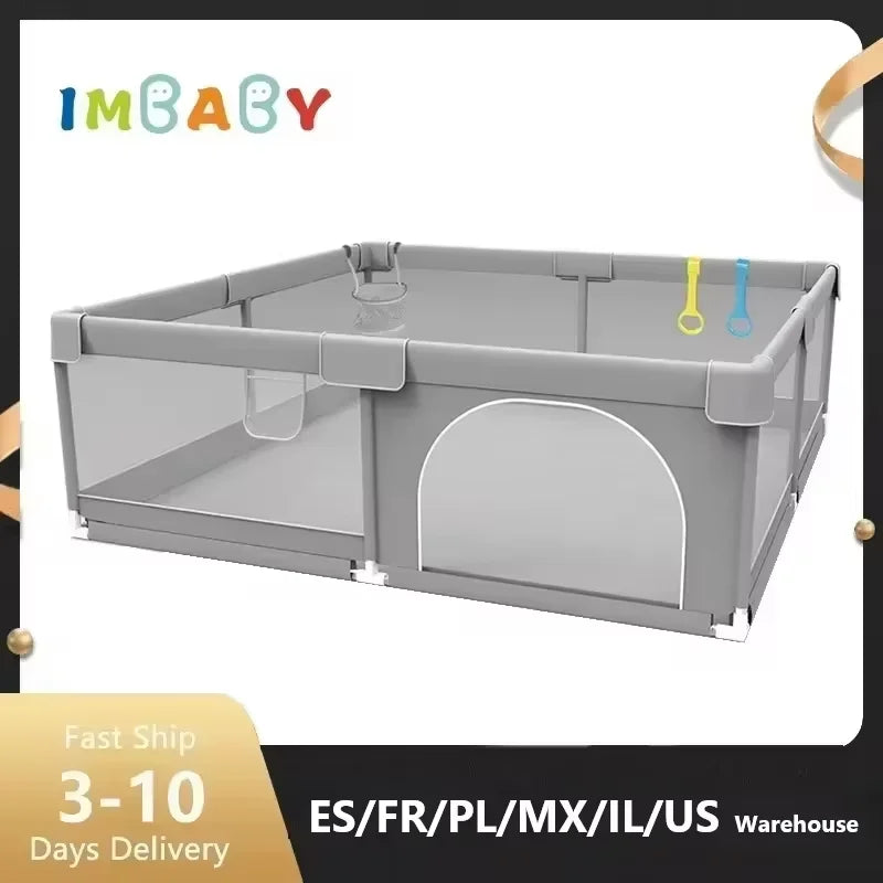 Baby Playpens Light Gray Corralito for Baby Playground with Pull Ring Child Safety Barrier Fence Ball Box Game Playpen