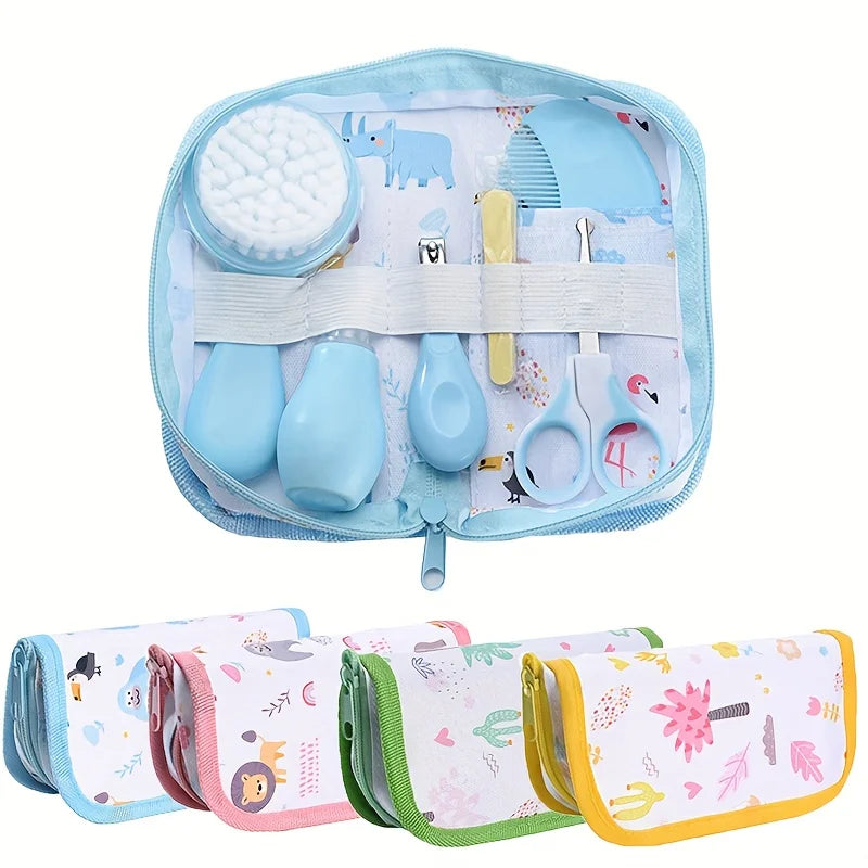 6pcs/set Care Kit with Bag - Portable Travel Set with Bath Brush, Nail Clipper, Nail File, Scissors, Nasal Aspirator - Ideal Gift for New Parents, Kids Grooming Kit