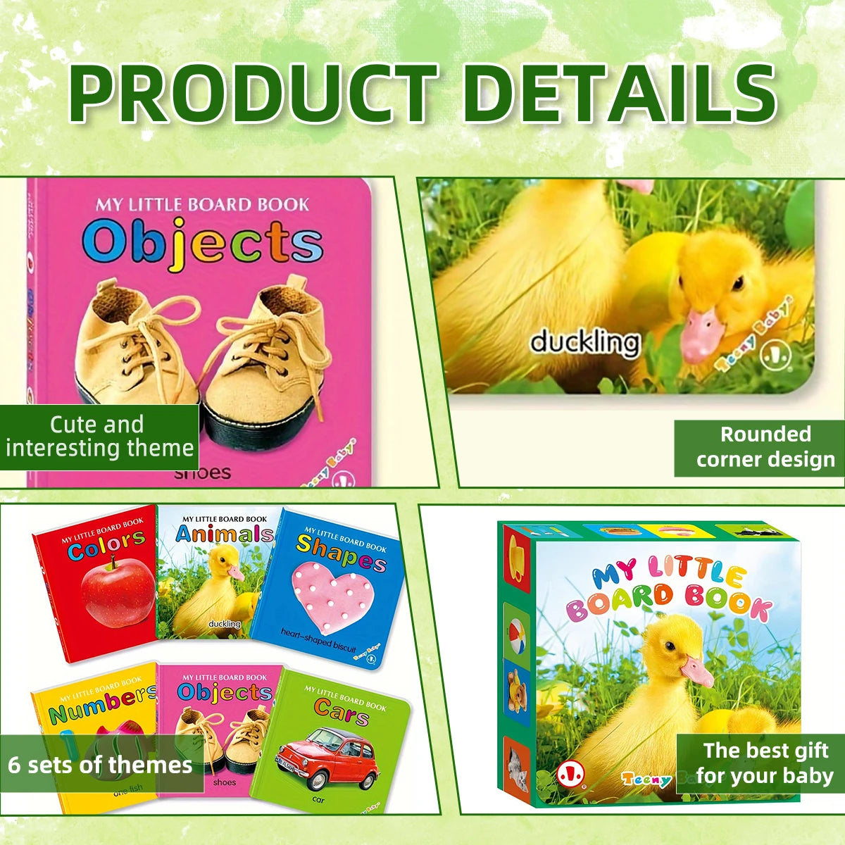 Set of 6 Educational Board Books — Vivid Colors, Interactive Sensory Toys, Educational & Early Learning Gift