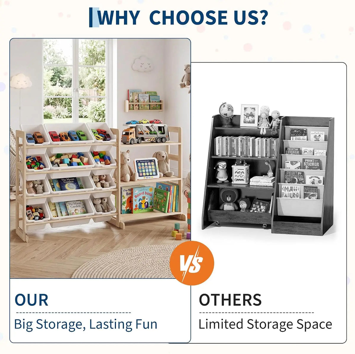 Toy Storage Organizer for Kids, 12 Bins with 3 Open Shelves, 56" Tall Wooden Bookshelf Display Rack, Solid Pine Natural Finish, Sturdy Toddler Room Shelf Unit for Playroom, Bedroom & Nursery