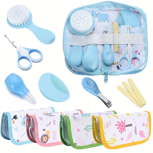 6pcs/set Care Kit with Bag - Portable Travel Set with Bath Brush, Nail Clipper, Nail File, Scissors, Nasal Aspirator - Ideal Gift for New Parents, Kids Grooming Kit